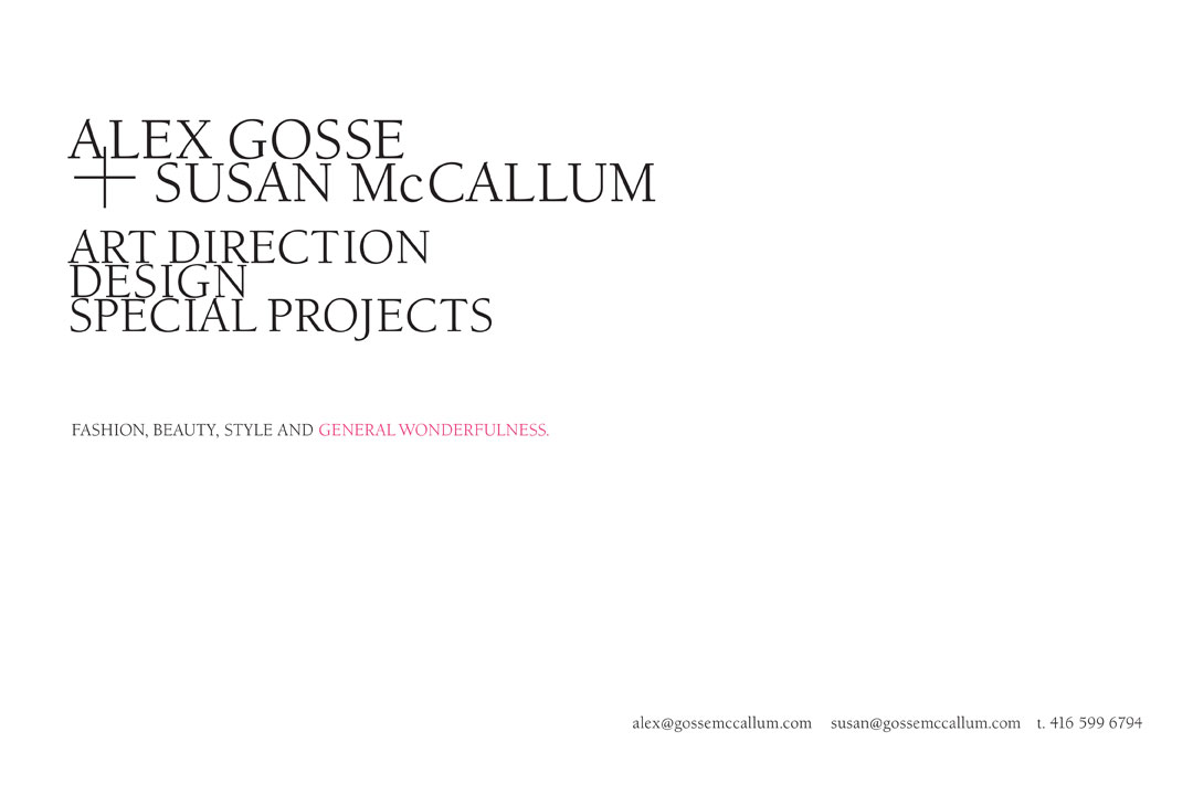 Gosse McCallum Design :: fashion, beauty, style, art direction and design specialists 